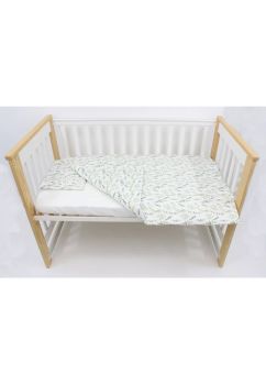 Lenjerie 3 piese, bumbac, Flori de eucalipt, 120x60 cm, multicolor