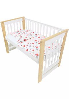Lenjerie 3 piese, bumbac, Inimioare Love, 120x60 cm, multicolor
