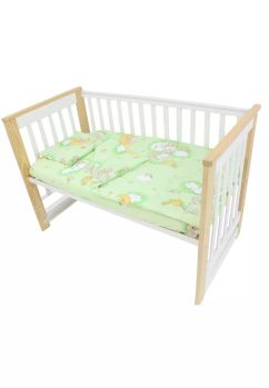 Lenjerie 3 piese, bumbac, ursuletul somnoros, verde, 120x60 cm
