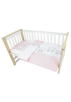 Lenjerie 3 piese, Prichindel, Ursulet sir roz,120x60 cm