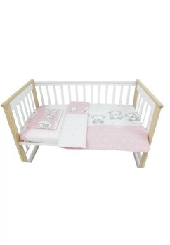 Lenjerie 3 piese, Prichindel, Ursulet sir roz,120x60 cm