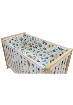 Lenjerie 5 piese, bumbac, animalute in jungla, 120x60 cm, multicolor