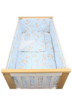 Lenjerie 5 piese, bumbac, Caprioara Bambi si prietenii, 120x60 cm, albastru