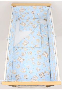 Lenjerie 5 piese, bumbac, Caprioara Bambi si prietenii, 120x60 cm, albastru