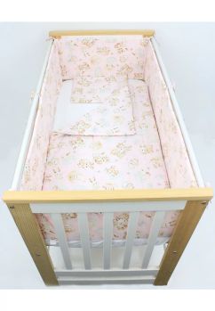 Lenjerie 5 piese, bumbac, caprioara Bambi si prietenii, 120x60 cm, roz