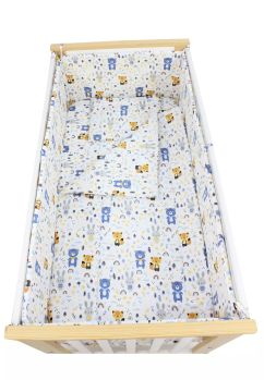 Lenjerie 5 piese, bumbac, ursulet cu esarfa gri, 120x60 cm, multicolor