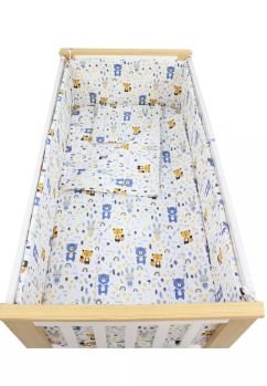 Lenjerie 5 piese, bumbac, ursulet cu esarfa gri, 120x60 cm, multicolor