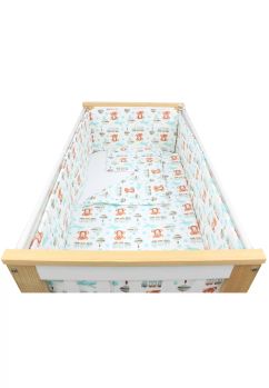 Lenjerie 5 piese, bumbac, Ursulet si trenulet turcoaz, 120x60 cm, multicolor