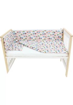 Lenjerie 5 piese, Prichindel, cu masinute,120x60cm
