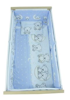Lenjerie 5 piese, Prichindel, Ursulet sir albastru,120x60cm