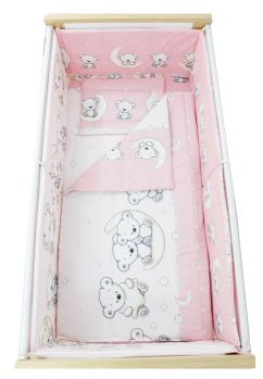 Lenjerie 5 piese, Prichindel, Ursulet sir roz,140x70 cm