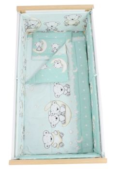 Lenjerie 5 piese, Prichindel, Ursulet sir turcoaz,120x60cm