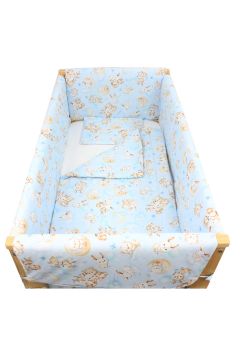 Lenjerie 7 piese, Prichindel, bumbac, Caprioara Bambi si prietenii, 120x60 cm, albastru
