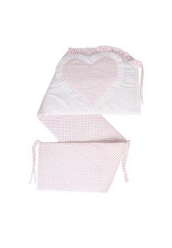 Lenjerie cu baldachin, 6 piese, inimioara roz, 120x60 cm