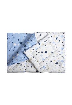 Lenjerie patut, 4 piese, 2 fete, stelutele albastre, 120 x 60 cm