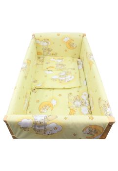 Lenjerie patut 7 piese, Maxi, ursuletul somnoros galben, 120x60 cm
