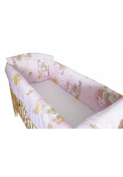 Lenjerie patut 7 piese, Maxi, ursuletul somnoros roz, 120x60 cm