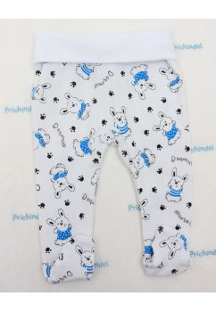Pantaloni cu botosi, Iepurasul cu tricou albastru, bumbac, alb