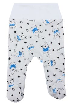 Pantaloni cu botosi, Iepurasul cu tricou albastru, bumbac, alb
