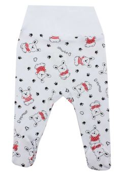 Pantaloni cu botosi, Iepurasul cu tricou rosu, bumbac, alb