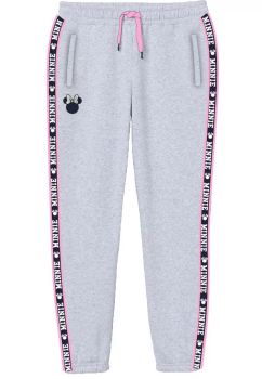 Pantaloni trening, 59% bumbac, Minnie Mouse Figurina, gri cu roz
