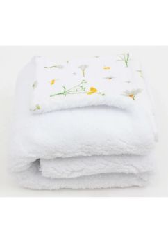 Paturica deluxe, Teddy verso muselina bumbac floricele galbene, 80 x 100 cm