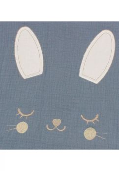 Paturica muselina, Bunny, cu ciucuri, gri, 160x140 cm