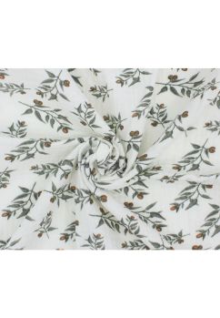 Paturica muselina, Maxi, Olivia, cu frunzulite, alb, 120x160 cm