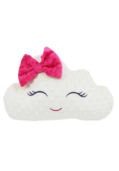 Perna minky, Lady, crem cu fundita roz, 40 x 25 cm