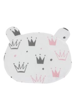 Perna slim, bumbac, coronite roz, alba, 37 x 29 cm
