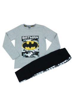 Pijama maneca lunga, bumbac 93%, Batman, gri