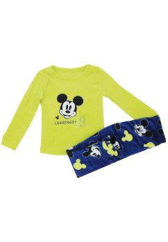 Pijama maneca lunga, plus, poliester, Legendary 28, Mickey, verde cu albastru