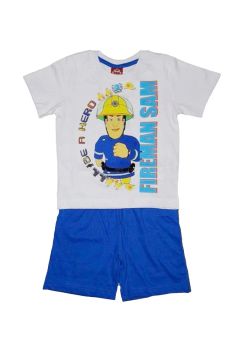 Pijama, maneca scurta, Fireman Sam, albastra