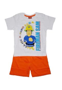 Pijama, maneca scurta, Fireman Sam, portocalie