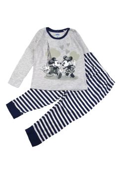 Pijama ML, 98%bumbac, cu imprimeu, Minnie si Mickey in Paris, bleumarin