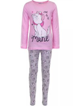 Pijama ML, bumbac, cu imprimeu, Ohh la Marie, roz cu gri