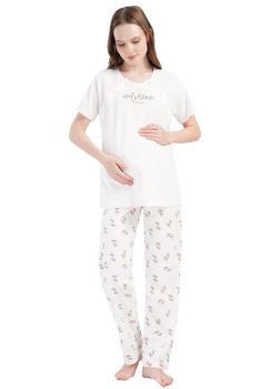 Pijama pentru alaptat, Welcome little one, crem