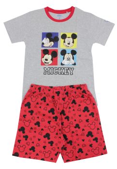 Pijama vara, bumbac, Figurine Mickey, gri
