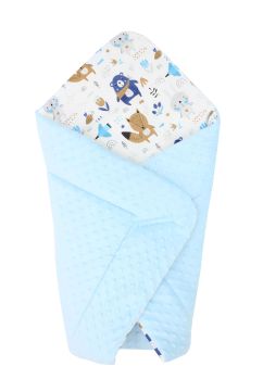 Port bebe, Minky albastru, ursulet cu esarfa