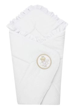 Port bebe multifunctional, bumbac, alb cu ingeras crem, 80 x 75 cm