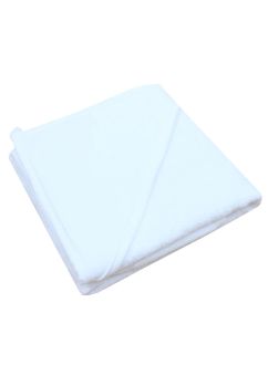 Prosop cu gluga, bumbac si muselina, alb, 80 x 100 cm