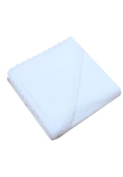 Prosop cu gluga, muselina si bumbac, Ica, cu dantela, alb, 80 x 100 cm