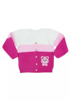 Pulover tricotat, acril, Teddy bear, multicolor