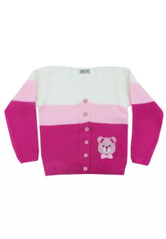 Pulover tricotat, acril, Teddy bear, multicolor