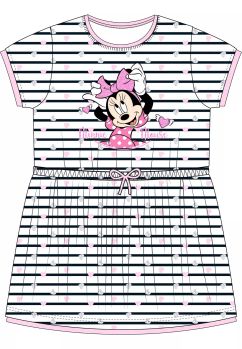 Rochie, bumbac, Minnie Mouse, dungi si inimioare, alb