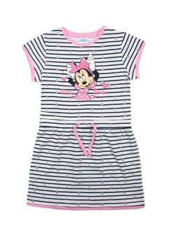 Rochie, bumbac, Minnie Mouse, dungi si inimioare, alb