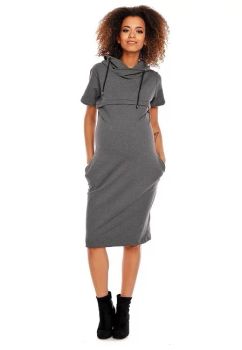 Rochie cu guler sport, gri