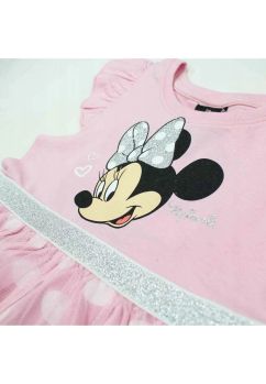 Rochie fete, bumbac, Minnie, roz cu buline