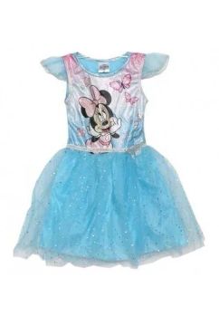 Rochie poliester, cu imprimeu, Minnie cu fluturasi, albastra