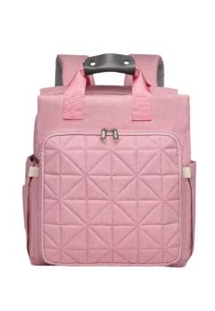 Rucsac pentru mamici din poliester, Emy, roz, 35 x 13 x 35 cm